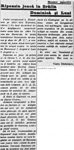 acia Unirea Braila - Ripensia Timisoara Avancronica din ziarul "Ancheta" (4-5 august 1934)